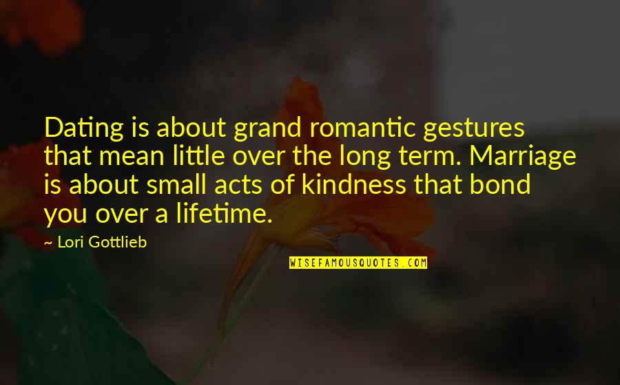 Long Term Marriage Quotes By Lori Gottlieb: Dating is about grand romantic gestures that mean