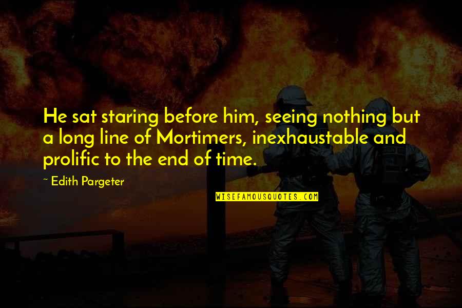 Long Time Not Seeing You Quotes By Edith Pargeter: He sat staring before him, seeing nothing but