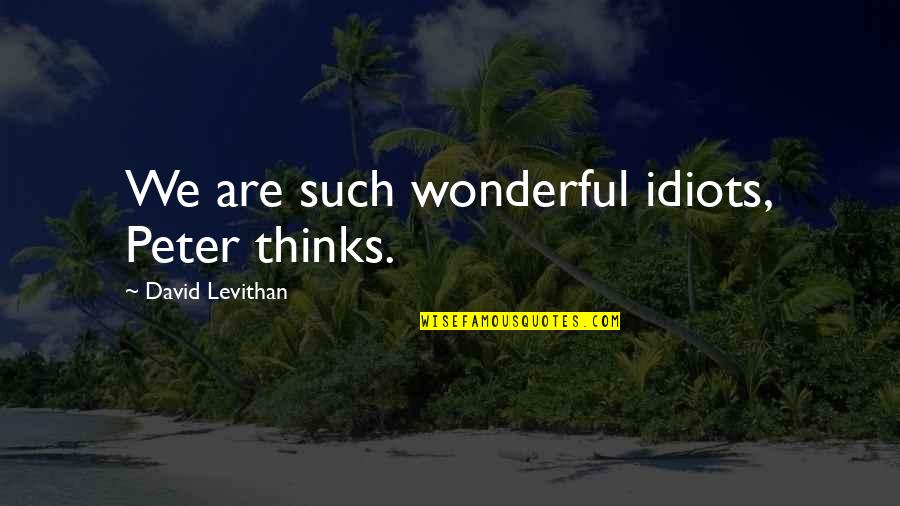 Longer Thesaurus Quotes By David Levithan: We are such wonderful idiots, Peter thinks.