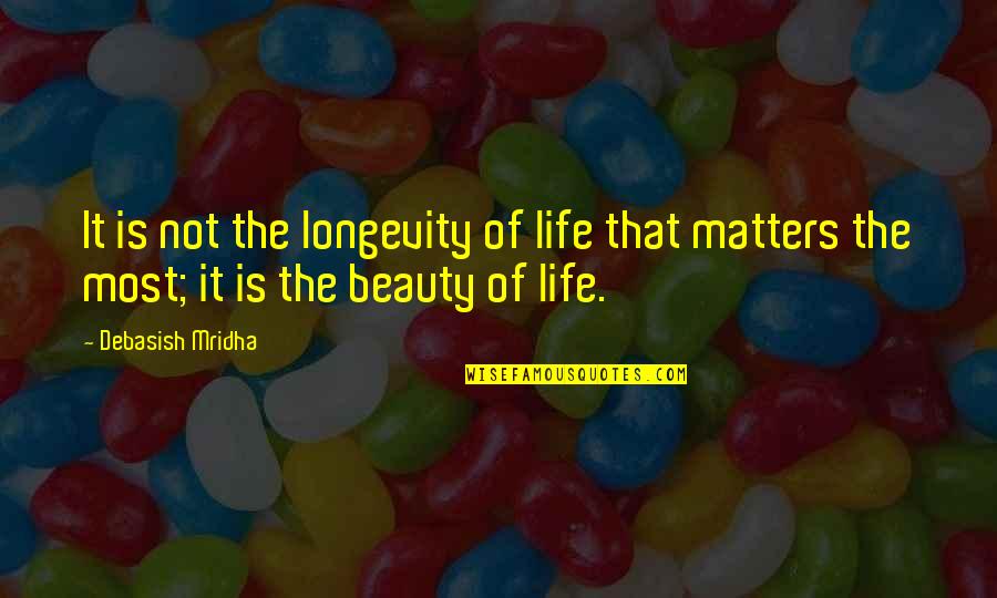 Longevity Life Quotes By Debasish Mridha: It is not the longevity of life that