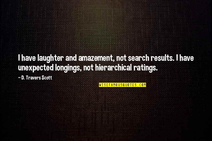 Longings Quotes By D. Travers Scott: I have laughter and amazement, not search results.