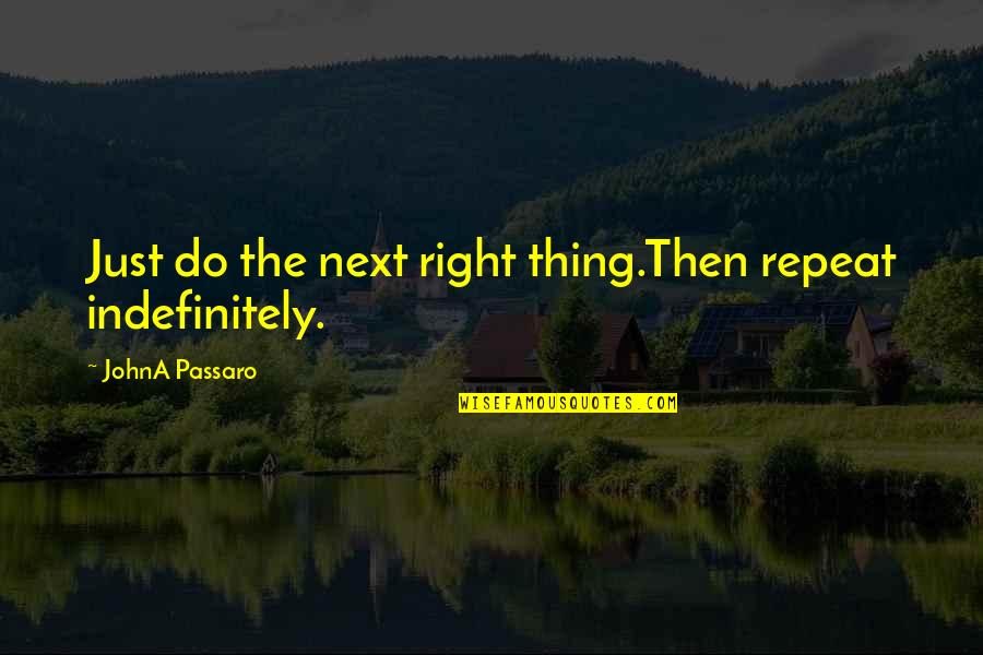 Lonneke De Soet Quotes By JohnA Passaro: Just do the next right thing.Then repeat indefinitely.