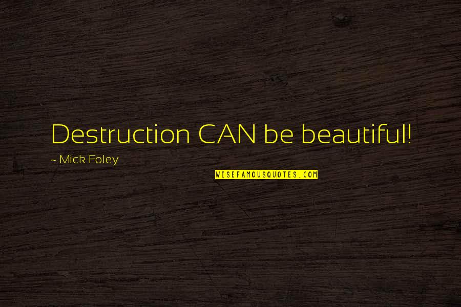 Lonsdorf Andraski Quotes By Mick Foley: Destruction CAN be beautiful! Lonsdorf Andraski Quotes By Mick Foley: Destruction CAN be beautiful!