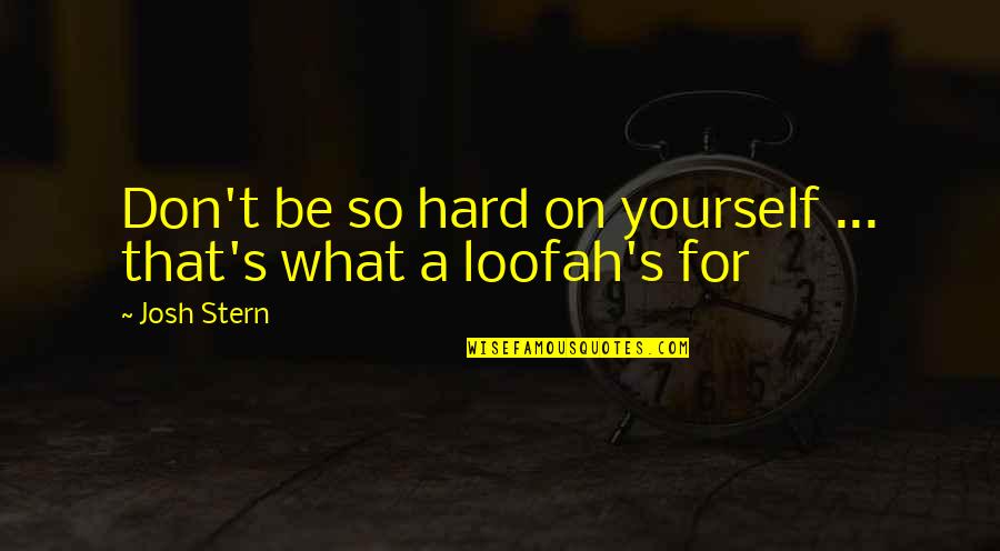Loofah's Quotes By Josh Stern: Don't be so hard on yourself ... that's