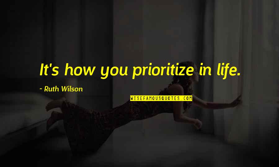 Loofah's Quotes By Ruth Wilson: It's how you prioritize in life. Loofah's Quotes By Ruth Wilson: It's how you prioritize in life.