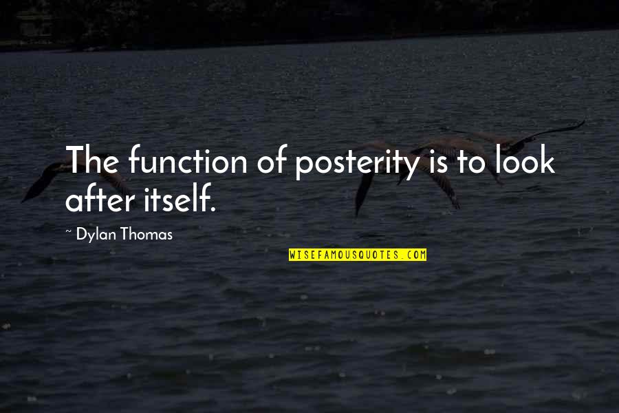 Look After Quotes By Dylan Thomas: The function of posterity is to look after