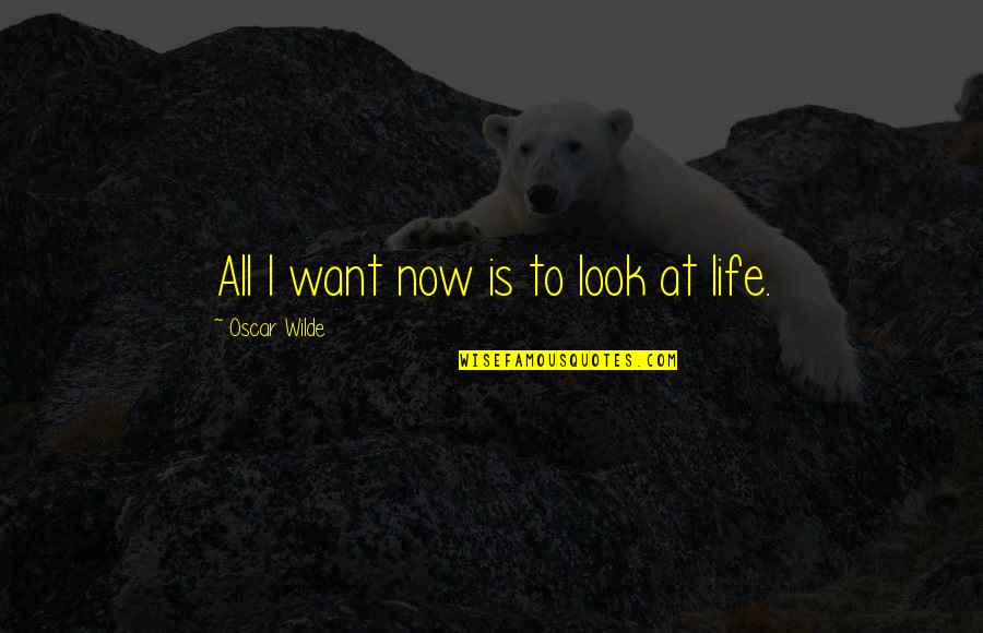 Look At Life Quotes By Oscar Wilde: All I want now is to look at