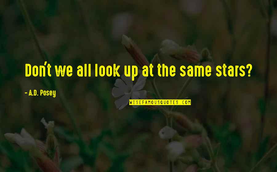 Look At The Stars Quotes By A.D. Posey: Don't we all look up at the same Look At The Stars Quotes By A.D. Posey: Don't we all look up at the same