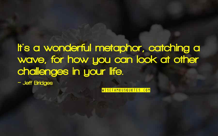 Look At Your Life Quotes By Jeff Bridges: It's a wonderful metaphor, catching a wave, for Look At Your Life Quotes By Jeff Bridges: It's a wonderful metaphor, catching a wave, for
