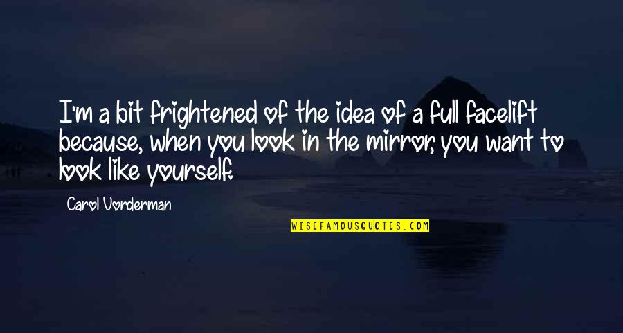 Look At Yourself In The Mirror Quotes By Carol Vorderman: I'm a bit frightened of the idea of