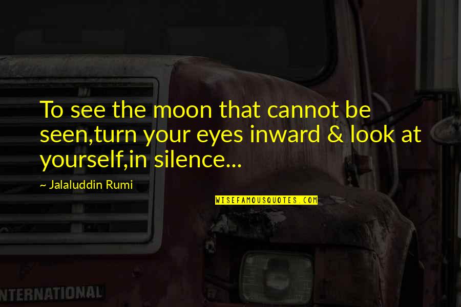 Look At Yourself Quotes By Jalaluddin Rumi: To see the moon that cannot be seen,turn