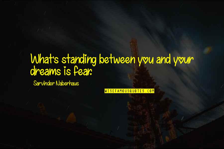 Look Beyond What You Look Quotes By Sarvinder Naberhaus: What's standing between you and your dreams is