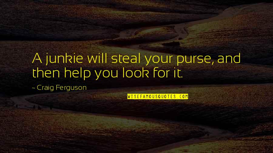 Look For You Quotes By Craig Ferguson: A junkie will steal your purse, and then