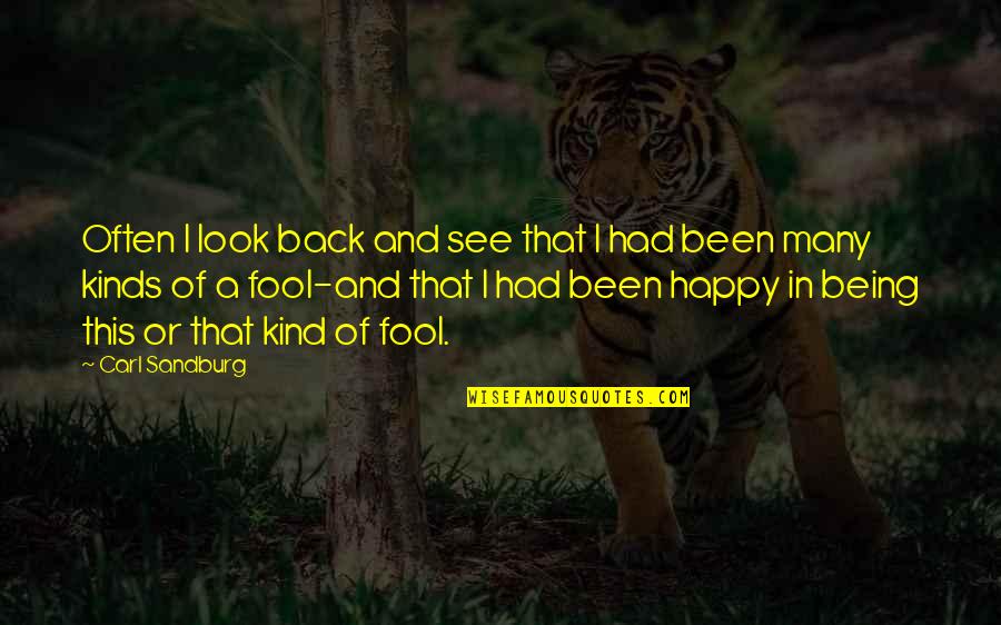 Look Happy Quotes By Carl Sandburg: Often I look back and see that I