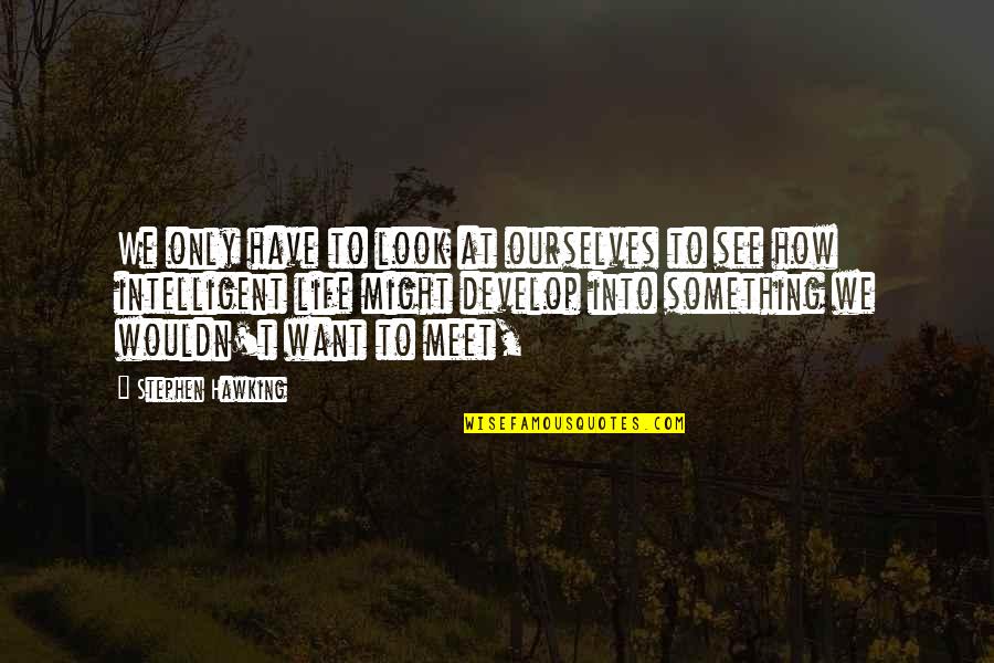 Look Into Life Quotes By Stephen Hawking: We only have to look at ourselves to Look Into Life Quotes By Stephen Hawking: We only have to look at ourselves to