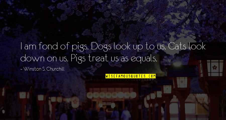 Look Up Look Down Quotes By Winston S. Churchill: I am fond of pigs. Dogs look up