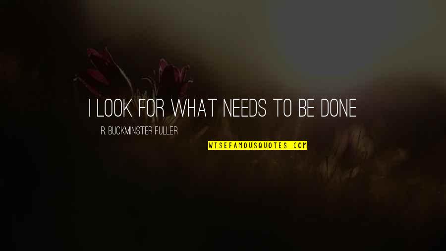 Look What You've Done Quotes By R. Buckminster Fuller: I look for what needs to be done
