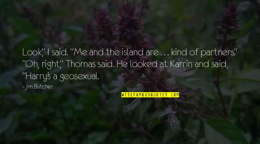 Looked Right Now Quotes By Jim Butcher: Look," I said. "Me and the island are