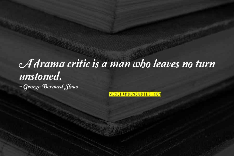 Lookin Out My Back Door Quotes By George Bernard Shaw: A drama critic is a man who leaves