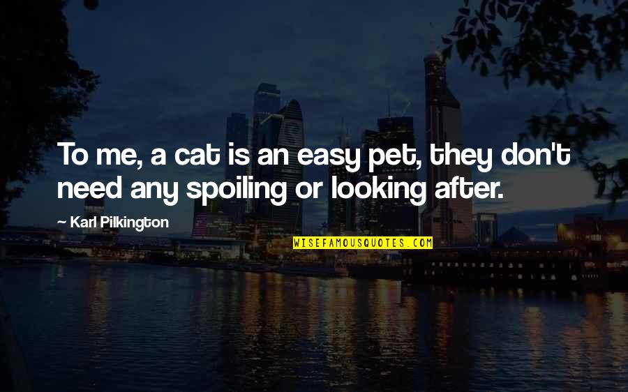 Looking After Me Quotes By Karl Pilkington: To me, a cat is an easy pet,