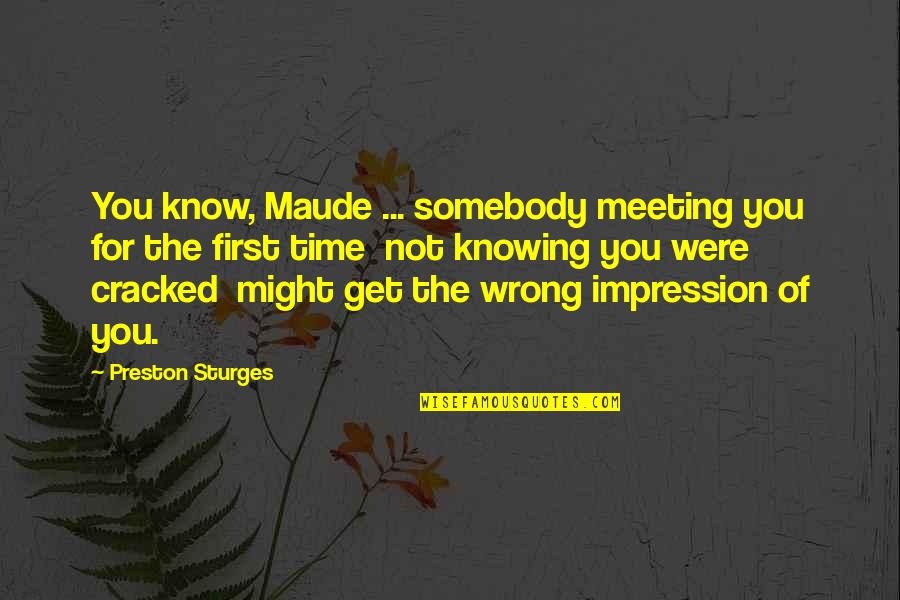 Looking After Your Friends Quotes By Preston Sturges: You know, Maude ... somebody meeting you for