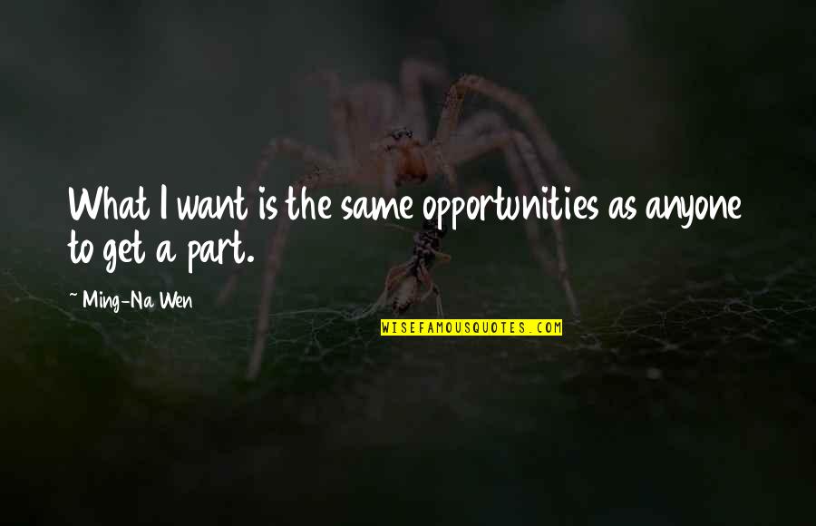 Looking At A Distance Quotes By Ming-Na Wen: What I want is the same opportunities as
