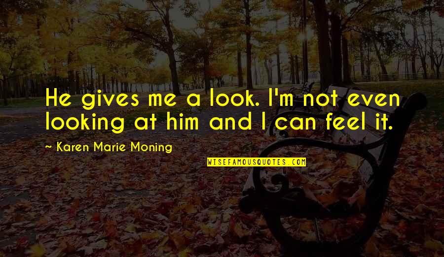 Looking At Him Quotes By Karen Marie Moning: He gives me a look. I'm not even