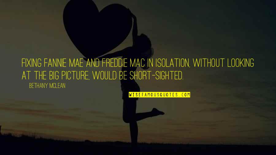 Looking At The Big Picture Quotes By Bethany McLean: Fixing Fannie Mae and Freddie Mac in isolation,