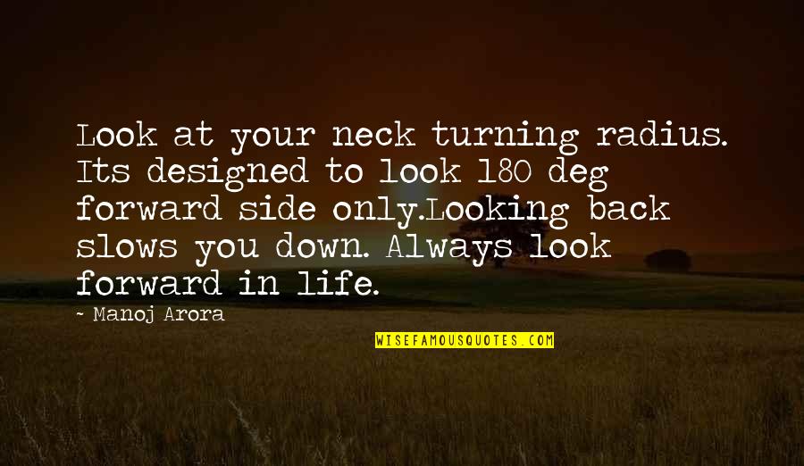 Looking Back And Looking Forward Quotes By Manoj Arora: Look at your neck turning radius. Its designed