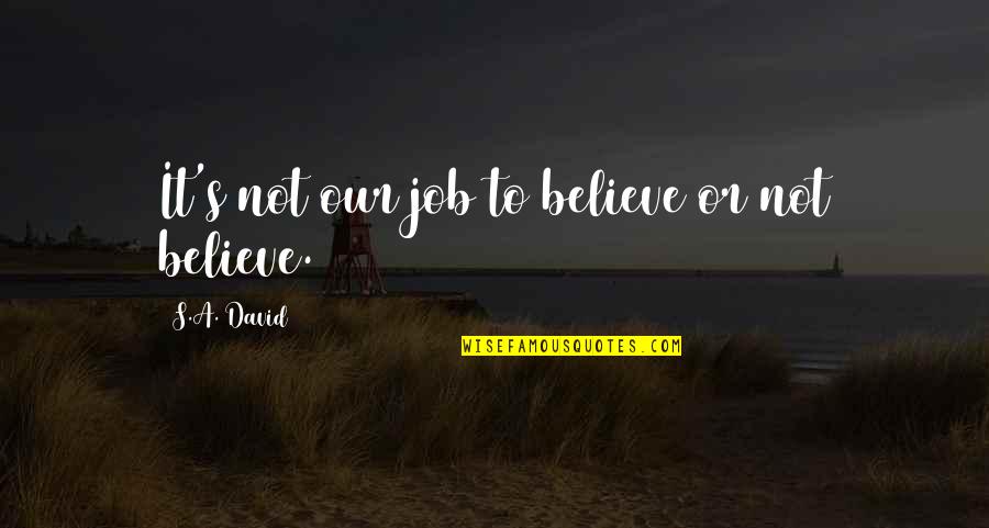 Looking Back And Smiling Quotes By S.A. David: It's not our job to believe or not