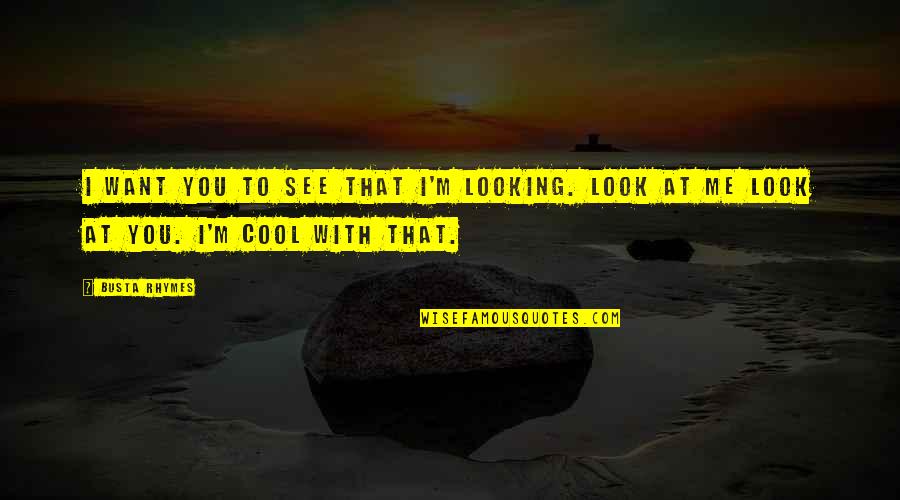 Looking Cool Quotes By Busta Rhymes: I want you to see that I'm looking.