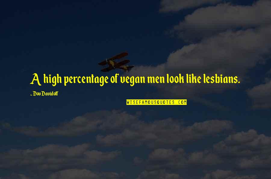 Looking Down From Above Quotes By Dov Davidoff: A high percentage of vegan men look like Looking Down From Above Quotes By Dov Davidoff: A high percentage of vegan men look like
