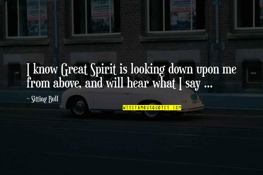 Looking Down From Above Quotes By Sitting Bull: I know Great Spirit is looking down upon