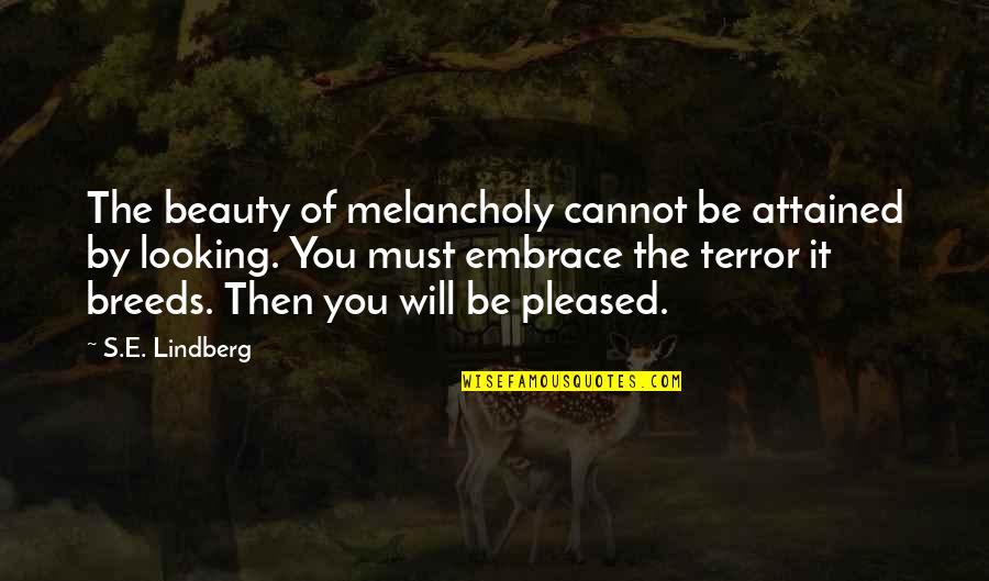 Looking For Beauty Quotes By S.E. Lindberg: The beauty of melancholy cannot be attained by