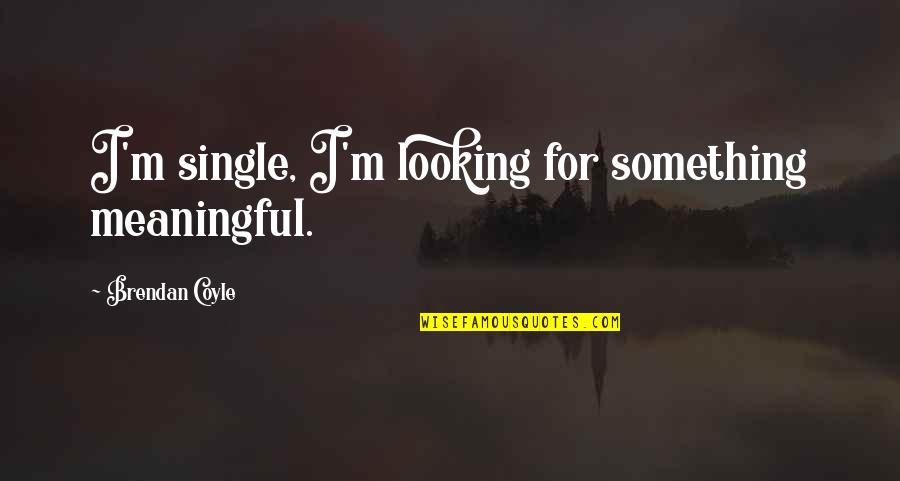 Looking For Something Quotes By Brendan Coyle: I'm single, I'm looking for something meaningful.