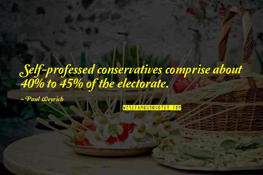 Looking Forward To The Future And Not The Past Quotes By Paul Weyrich: Self-professed conservatives comprise about 40% to 45% of