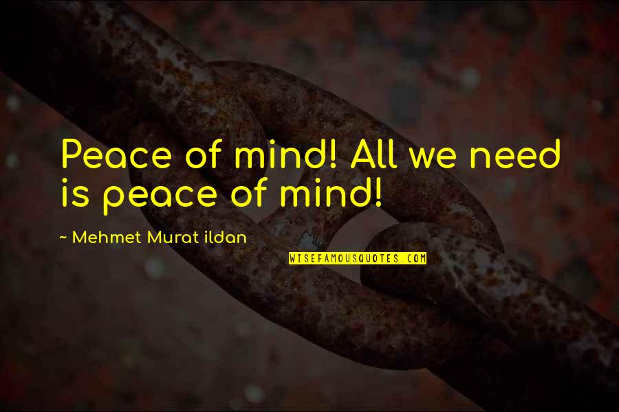 Looking Forwards Quotes By Mehmet Murat Ildan: Peace of mind! All we need is peace