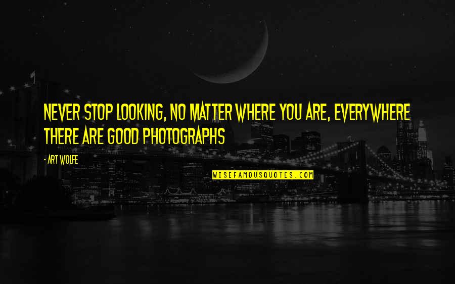 Looking Good Quotes By Art Wolfe: Never stop looking, no matter where you are,