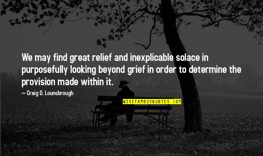 Looking Great Quotes By Craig D. Lounsbrough: We may find great relief and inexplicable solace
