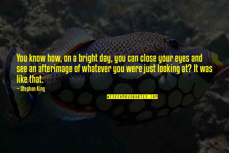 Looking Into Your Eyes Is Like Quotes By Stephen King: You know how, on a bright day, you