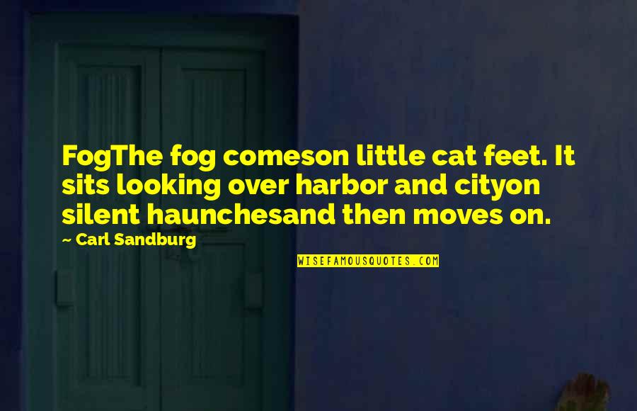 Looking Over Quotes By Carl Sandburg: FogThe fog comeson little cat feet. It sits