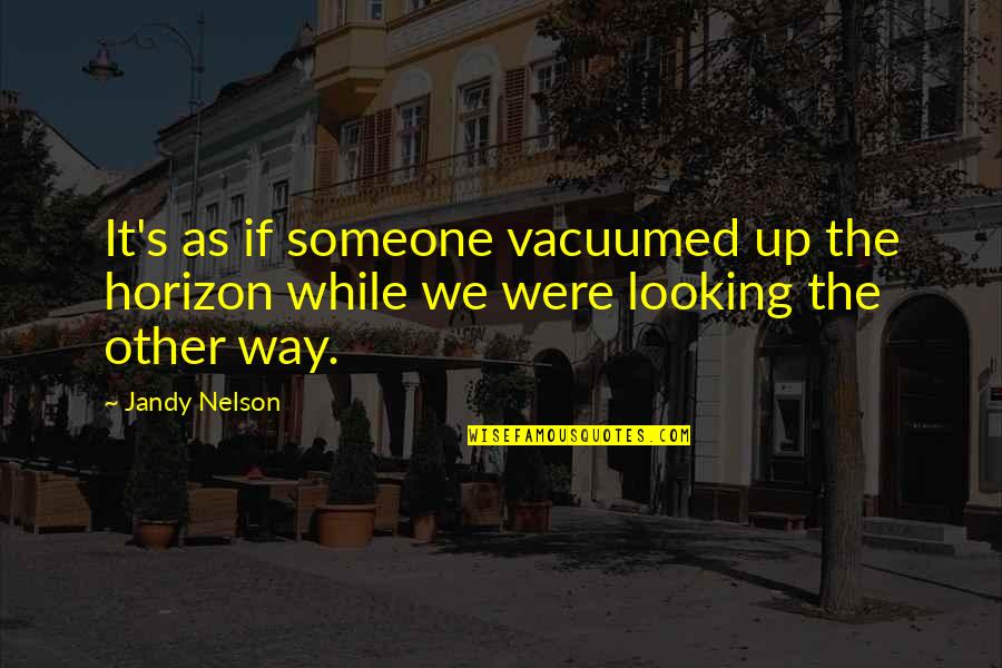 Looking Someone Quotes By Jandy Nelson: It's as if someone vacuumed up the horizon