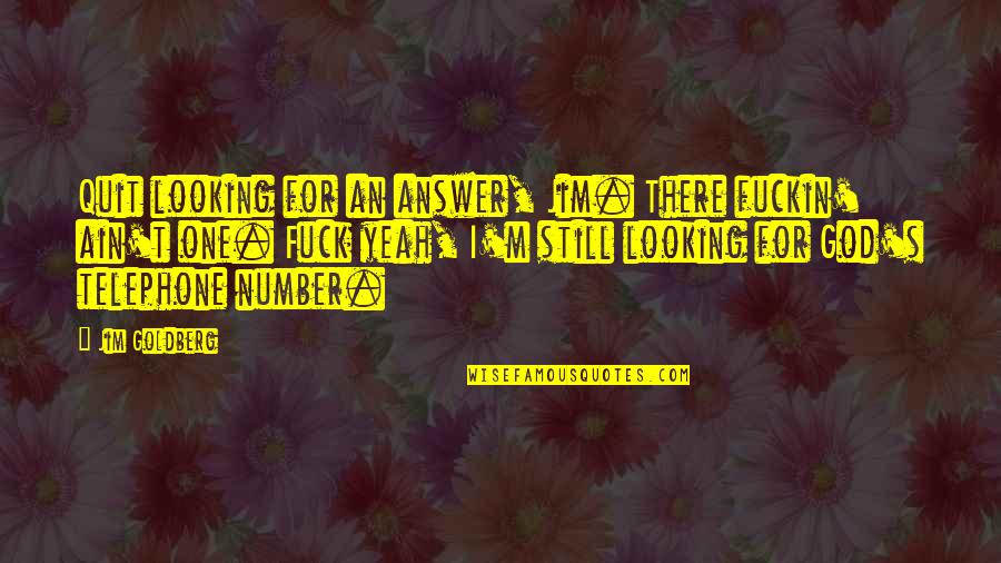 Looking Up To God Quotes By Jim Goldberg: Quit looking for an answer, Jim. There fuckin'