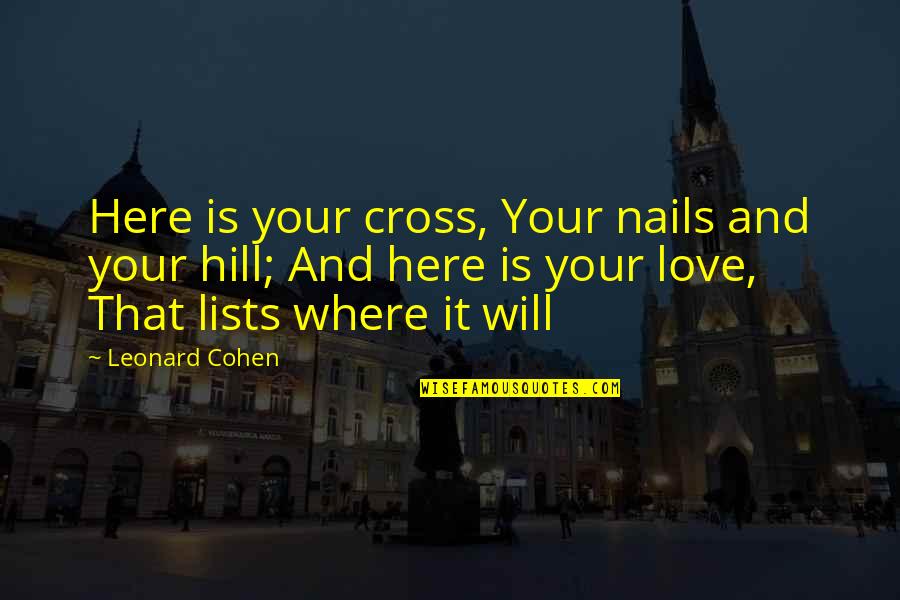 Lookout Tower Quotes By Leonard Cohen: Here is your cross, Your nails and your