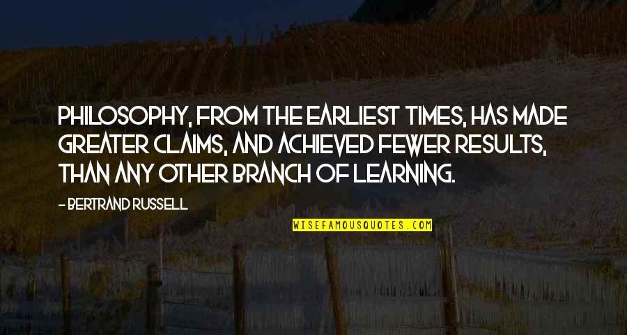 Looks And Personality Quotes By Bertrand Russell: Philosophy, from the earliest times, has made greater
