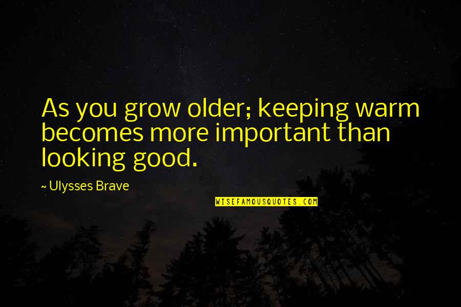 Looks Are Not Important Quotes By Ulysses Brave: As you grow older; keeping warm becomes more