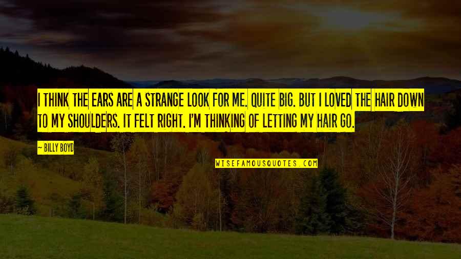Looks To Me Quotes By Billy Boyd: I think the ears are a strange look Looks To Me Quotes By Billy Boyd: I think the ears are a strange look