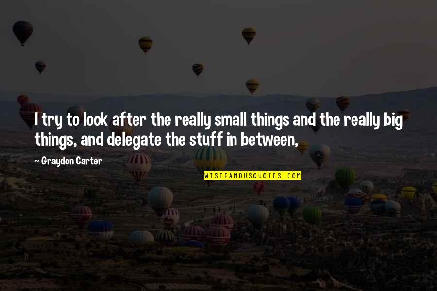 Looks To Quotes By Graydon Carter: I try to look after the really small Looks To Quotes By Graydon Carter: I try to look after the really small