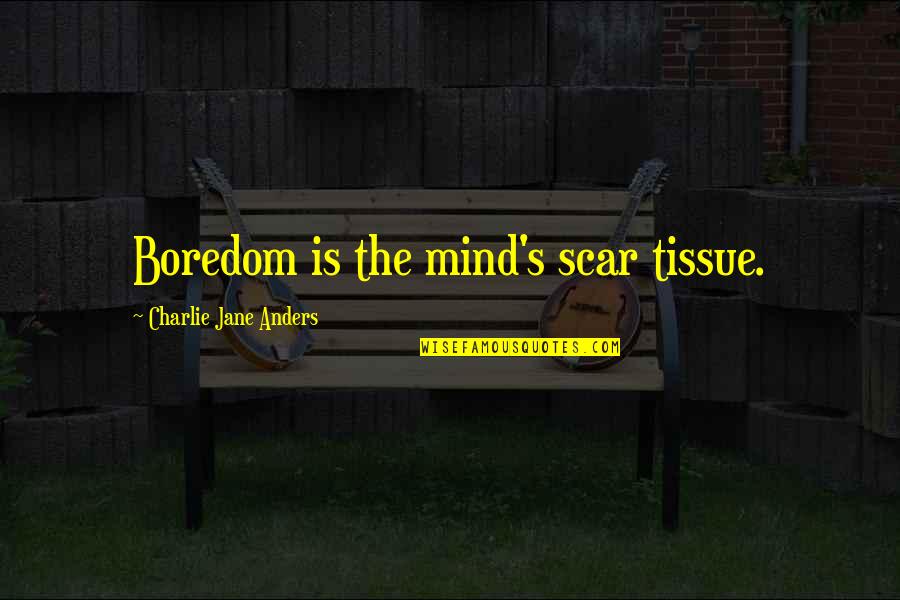 Looks To The Moon Quotes By Charlie Jane Anders: Boredom is the mind's scar tissue. Looks To The Moon Quotes By Charlie Jane Anders: Boredom is the mind's scar tissue.