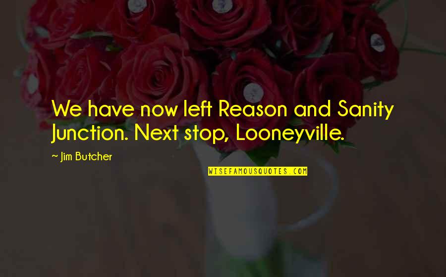 Looneyville Quotes By Jim Butcher: We have now left Reason and Sanity Junction.